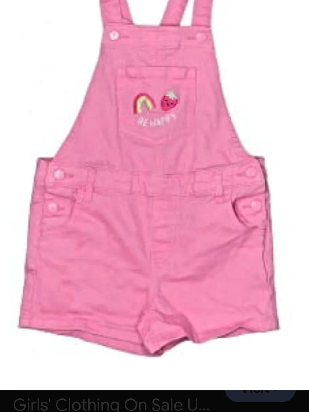 Garanimals Pink Short Girls' Overalls with Embroidered Pocket Motifs
